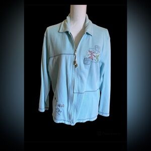 3 Hearts Embroidered Fashion Zip Jacket